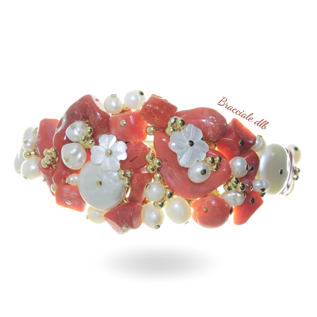 Bracciale bambina corallo e fiore in argento Bracciali con Corallo e  Argento - Shop Le Matis